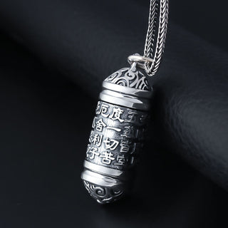 Sterling Silver Mantra Capsule Pendant – Symbolic Container Necklace for Reflection