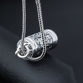 Sterling Silver Mantra Capsule Pendant – Symbolic Container Necklace for Reflection