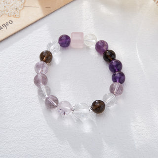 The Clarity & Vision Bracelet | Amethyst & Phantom Quartz (Period 9 Fire Element Alignment)