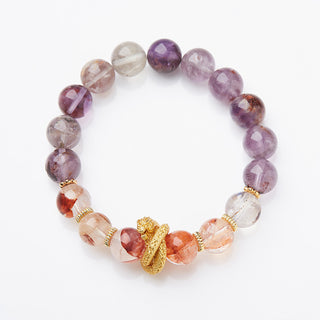 The Clarity & Vision Bracelet | Amethyst & Phantom Quartz (Period 9 Fire Element Alignment)